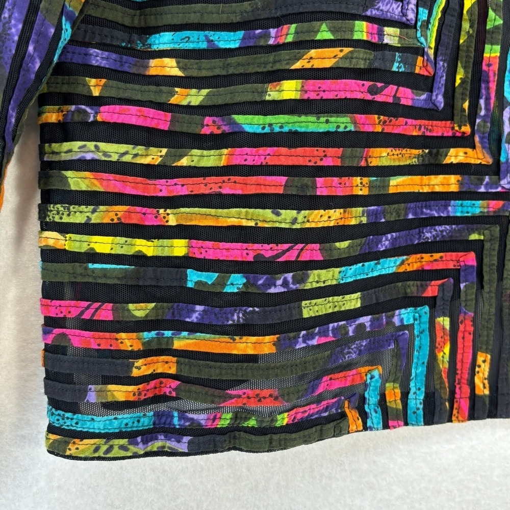 Vintage Chico's Artsy Jacket MEDIUM Multicolor Abstract y2k Festival Open Front - Picture 6 of 13